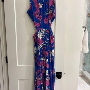 Mango Tropical Floral maxi dress with side cutouts size 8